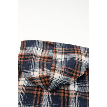 Gray Snap Button Sherpa Lined Hooded Flannel Jacket