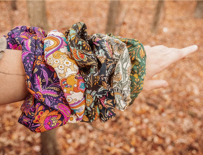 Boho Oversized Silk Floral Hair Scrunchies