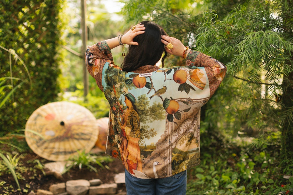 Bamboo Kimono - Secret Garden Pixie Duster w/ Swan, Cropped