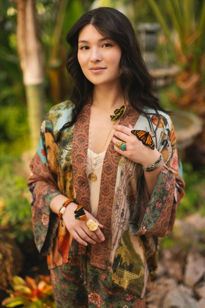 Bamboo Kimono - Secret Garden Pixie Duster w/ Swan, Cropped