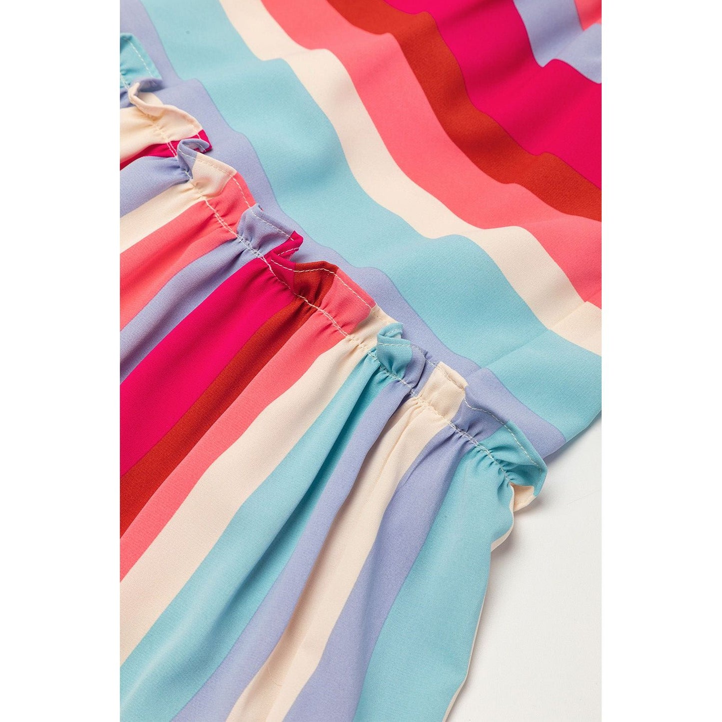 Red Striped Ruffled Straps Summer Midi Dress | Ginger Bear Boutique