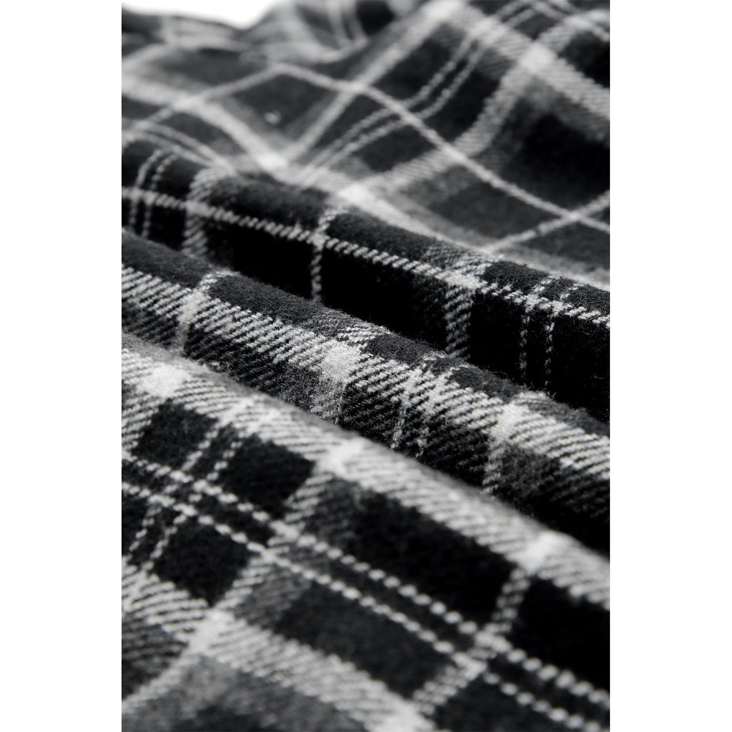 Gray Snap Button Sherpa Lined Hooded Flannel Jacket