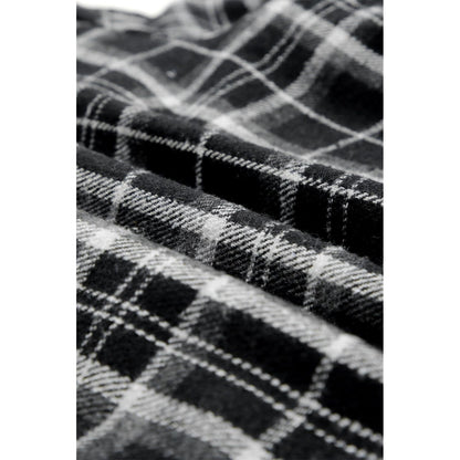 Gray Snap Button Sherpa Lined Hooded Flannel Jacket