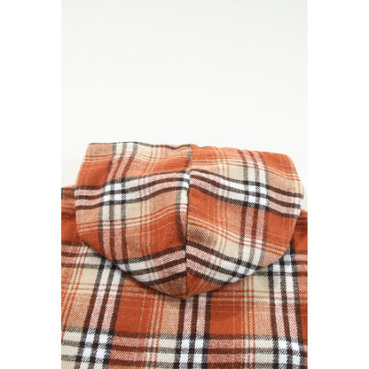 Gray Snap Button Sherpa Lined Hooded Flannel Jacket