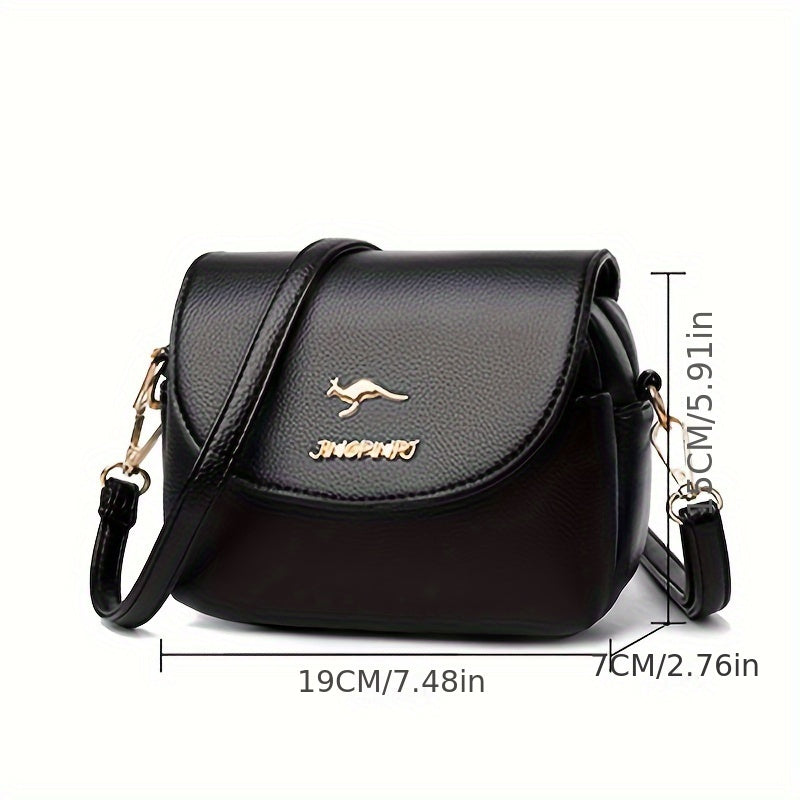 Stylish Leather Shoulder Bag -  Kangaroo and Letter Decor Fashion Crossbody Bag | Ginger Bear Boutique