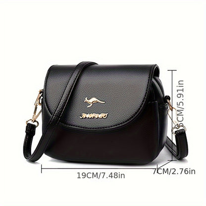 Stylish Leather Shoulder Bag -  Kangaroo and Letter Decor Fashion Crossbody Bag | Ginger Bear Boutique