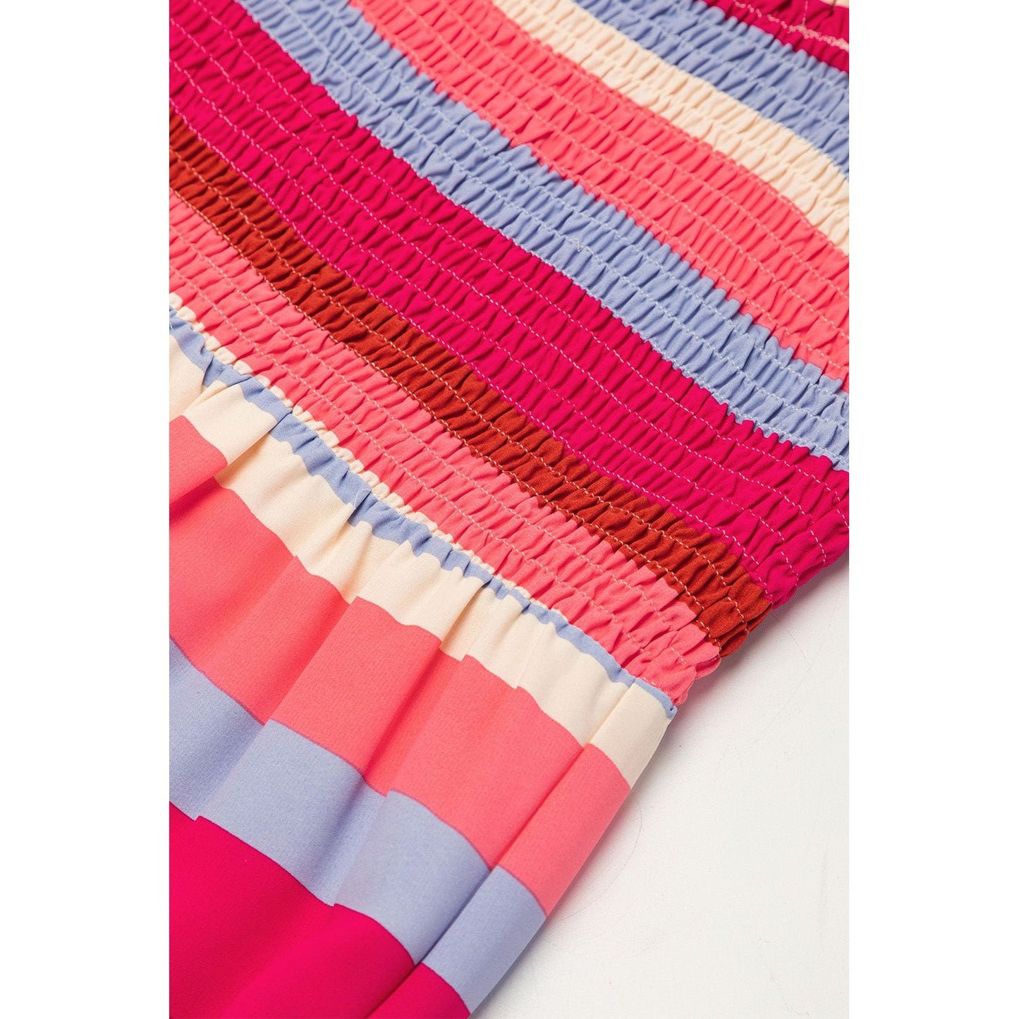 Red Striped Ruffled Straps Summer Midi Dress | Ginger Bear Boutique