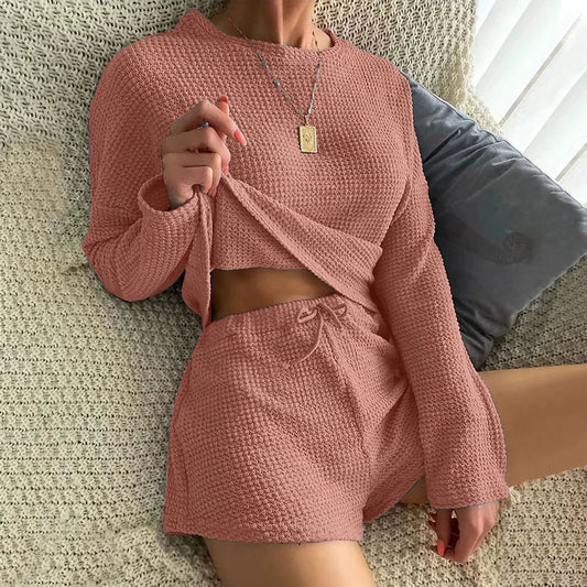 Women's Waffle Knit Casual 2 piece Pyjamas